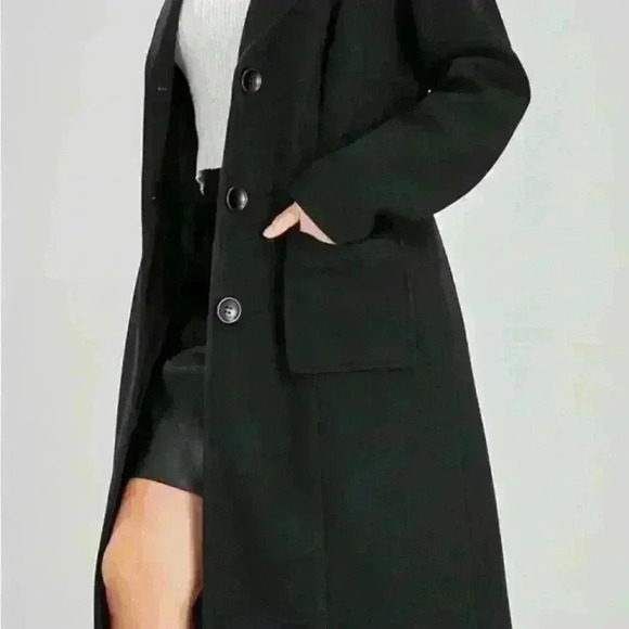 Women's Notch Lapel Wool Blend Coat - Classic Mid-Length Style | Size XXL 🖤 - Picture 2 of 4